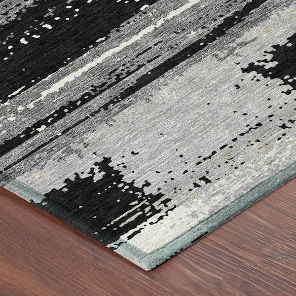 Chantille Machine Washable Indoor/Outdoor Abstract ACN2772 Black 3 ft. x 4 ft. Area Rug