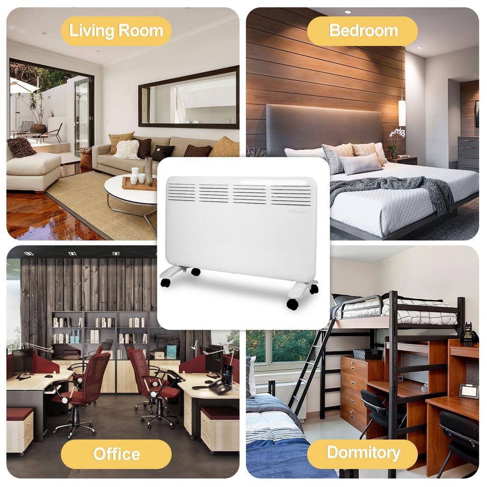 White 1500W Electric Convection Heater with Digital Thermostat
