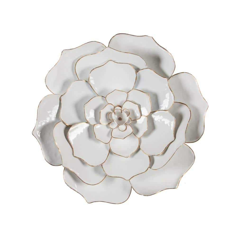 LuxenHome 24 in. Dia Metal White Flower Wall Art WHA541 - The Home Depot