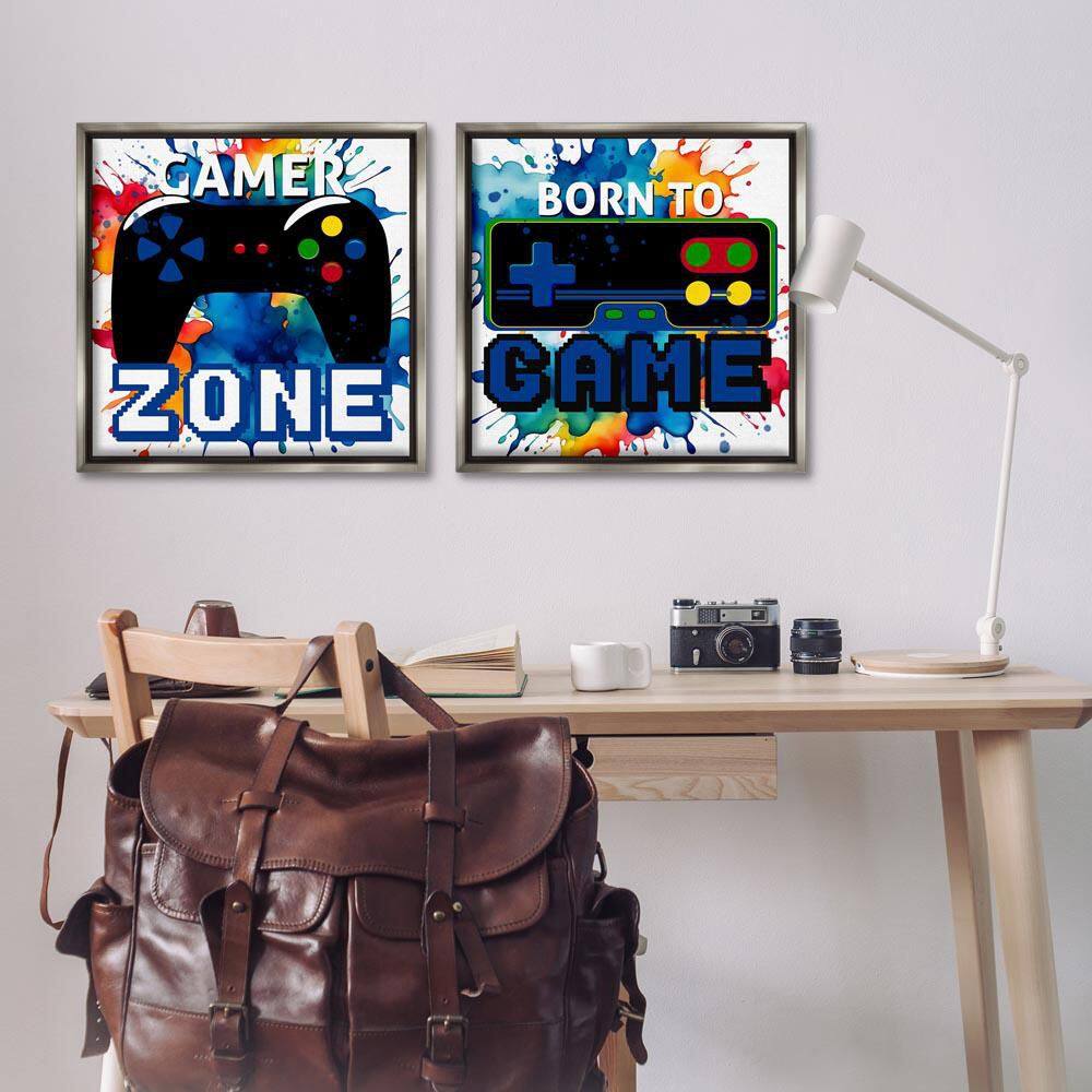 Gamer Zone on Splash by Kim Allen 2-Piece Gray Floater Frame Typography Graphic Art Print 25 in. x 25 in. price history on PriceWatchPro