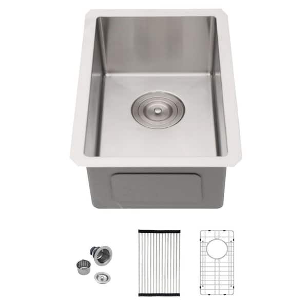 12 in. Undermount Sink Brushed 16 Gauge Stainless Steel Prep Sink