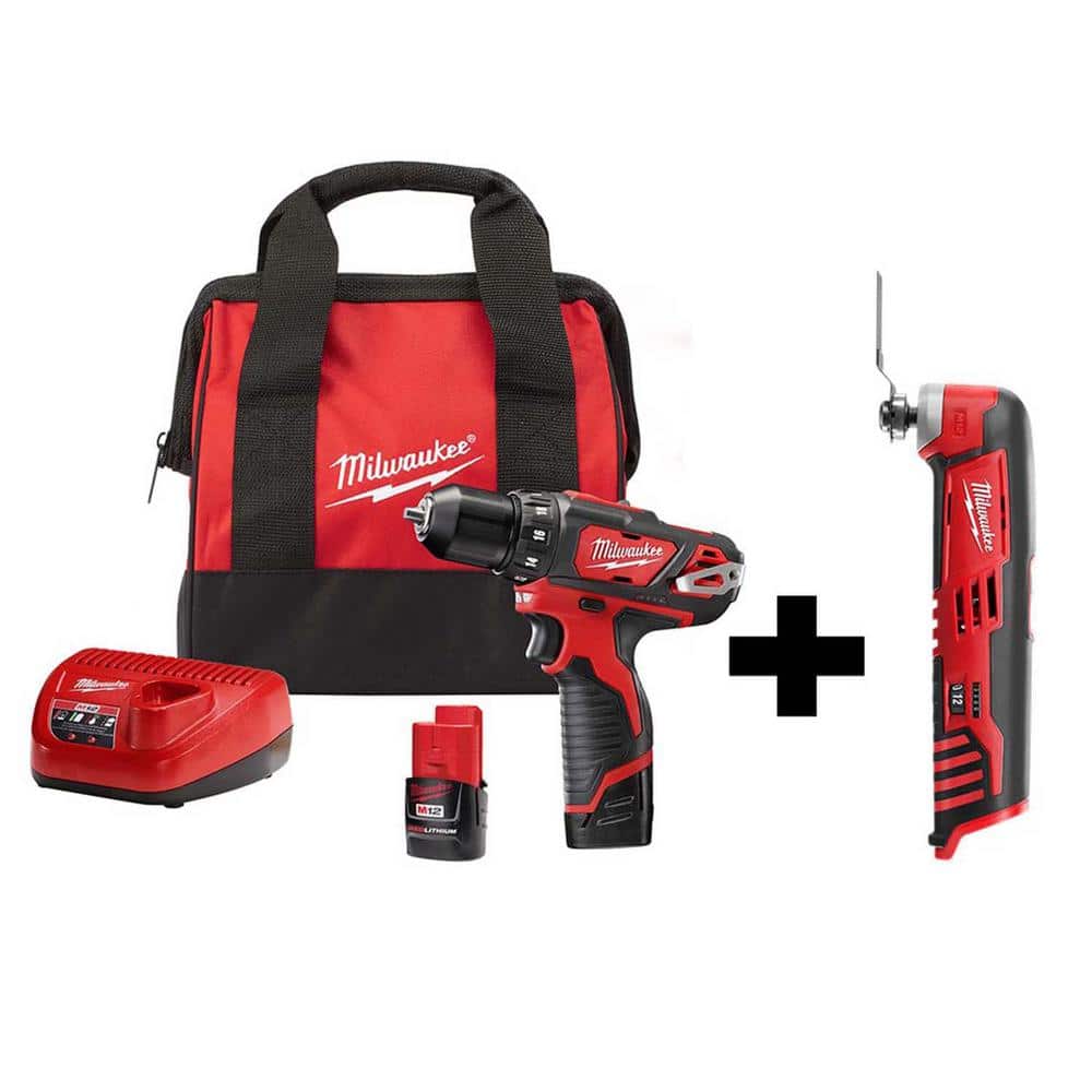 Milwaukee M12 12V Lithium-Ion Cordless 3/8 in. Drill/Driver Kit with M12 Oscillating Multi-Tool 2407-22-2426-20 Sansujyuku sansujyuku.com