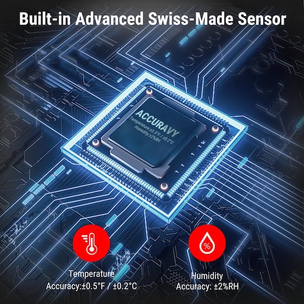 Wireless Thermometer Hygrometer with Built-In Sensor