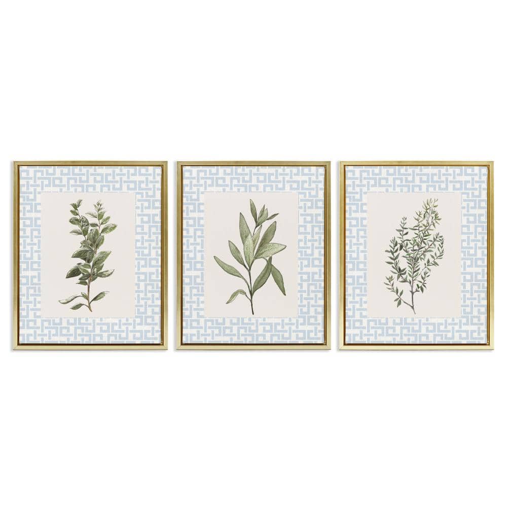 Kitchen Herbs on Geometric 3 Piece Gold Framed Floater Canvas Set, design by Diannart price history on PriceWatchPro