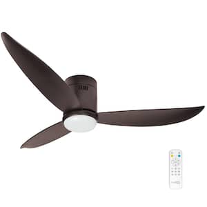 52 in. Indoor Brown Ceiling Fan with LED Light, 1500 Lumens, 3 Blades, Remote Control, 6 Speed 3 CCT 3000K to 5000K