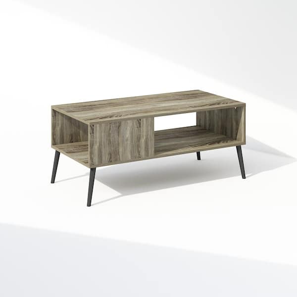 Furinno Claude French Oak TV Stand Entertainment Center Fits TV s up to 40 in. with Wood leg N19114GYW