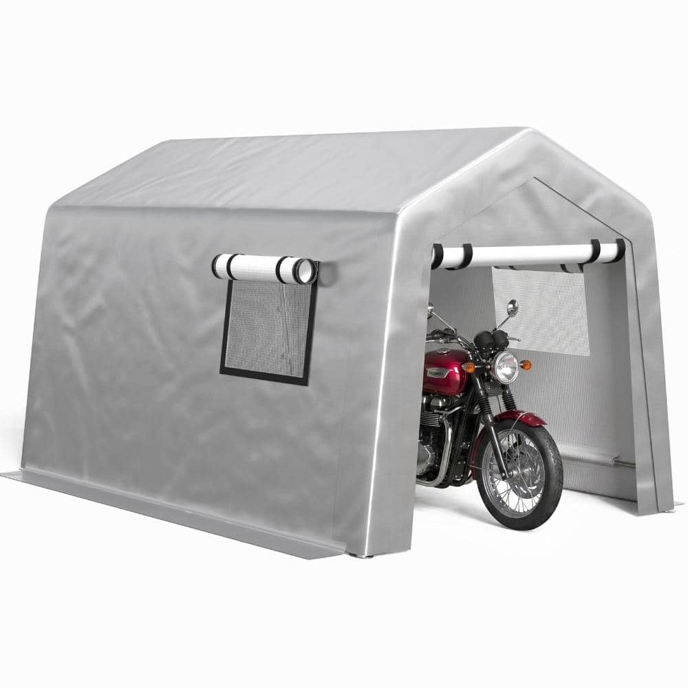 6 ft. x 8 ft. Gray Portable PE Carport with Roll-Up Door and Ventilation Windows price history on PriceWatchPro