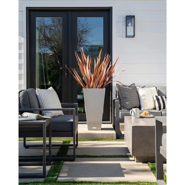 Midland 30 in. Gray Plastic Tall Square Planter