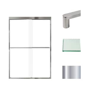 Frederick 47 in. W x 70 in. H Sliding Semi-Frameless Shower Door in Polished Chrome with Clear Glass