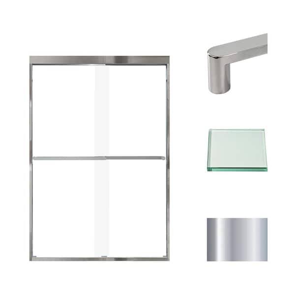 Transolid Frederick 47 in. W x 70 in. H Sliding Semi-Frameless Shower Door in Polished Chrome with Clear Glass