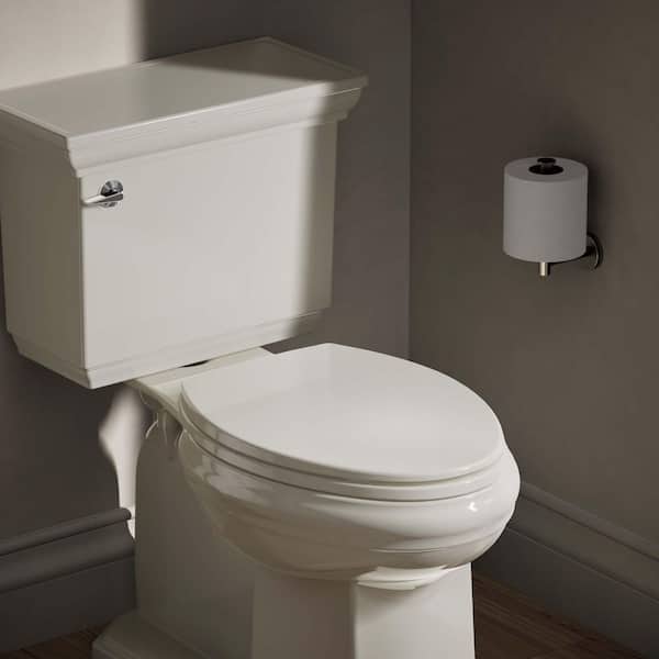 Brevia Elongated Closed Front Toilet Seat with Q2 Advantage in Almond