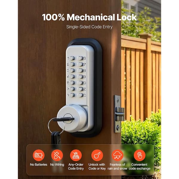 VEVOR Mechanical Keyless Entry Door Lock, 4-7 Digits Code, 2.0