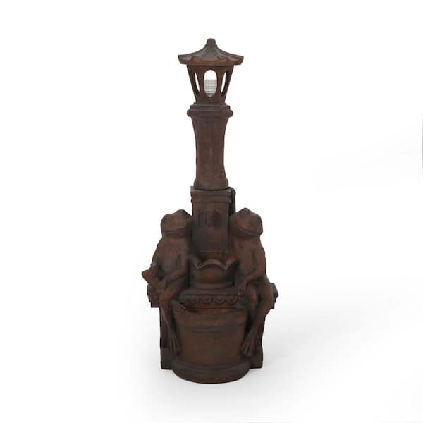 37.25 in. H High Fountain Waterfall, Rustic Multi-Brown, Hand Crafted Resistant Floor Fountain with Light