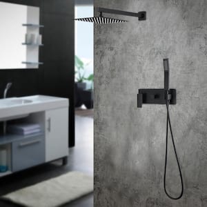 1-Spray Patterns with 2.5 GPM 10 in. Wall Mount Dual Shower Heads in Matte Black