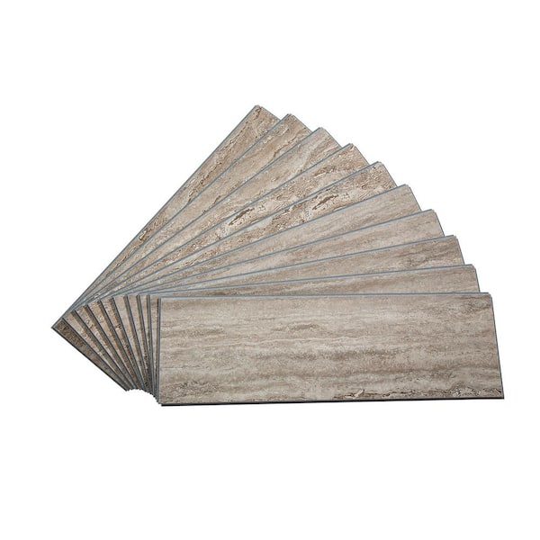 PALISADE Grecian Earth 22.8 in. L x 7.31 in. W Waterproof Adhesive No Grout Vinyl Wall Tile (11 sq. ft./Case)