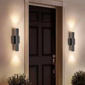 Ori 11.8 in. Medium Modern Black Integrated LED Outdoor Wall Cylinder Light Sconce