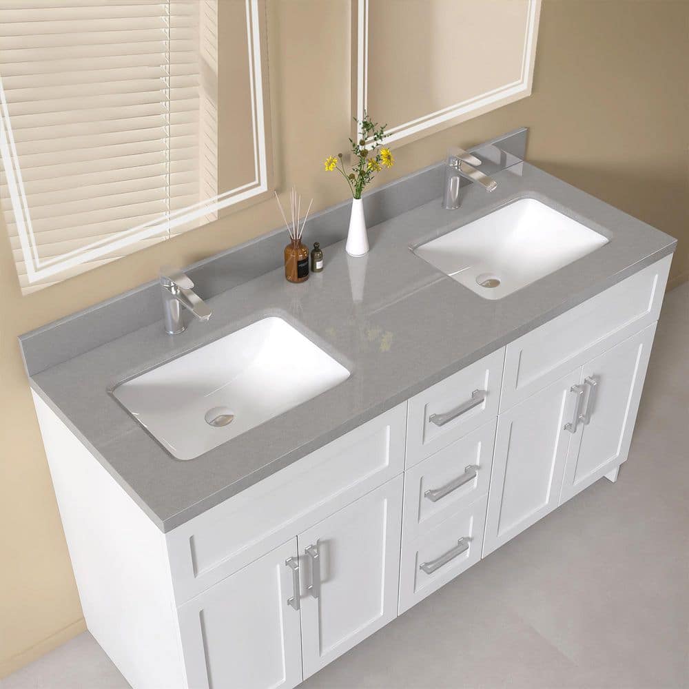 NTQ Fyui 60 in. W x 22 in. D Engineered Stone Vanity Top