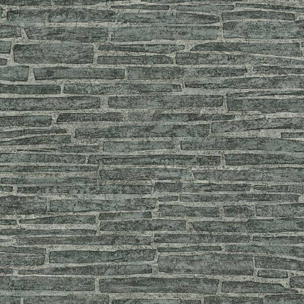 The Wallpaper Company 56 sq. ft. Dark Grey Slate Wallpaper