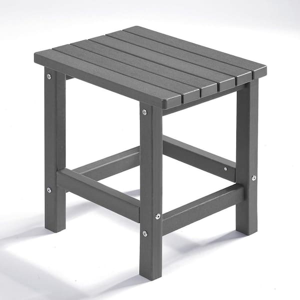 PASAMIC - 17 in. Grey Rectangular HDPE Outdoor Side Table with Sharp Corners