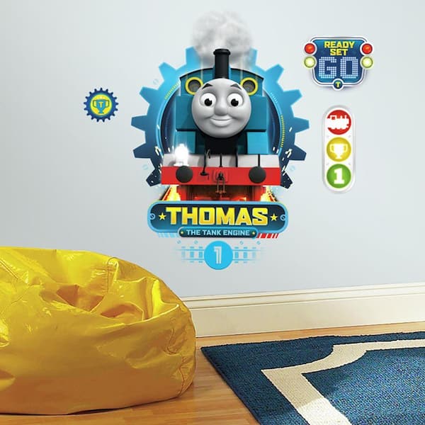 RoomMates 5 in. x 19 in. Thomas the Tank Engine 4-Piece Peel and Stick Wall Decal
