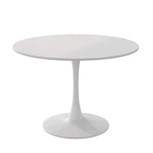 42.13 in. W Modern Round Outdoor Coffee Table with Printed White Table Top and Metal Legs Base