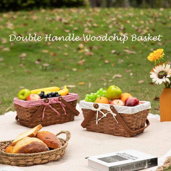 Bamboo Round Set Of 5 Baskets - White - Potomac Floral Wholesale