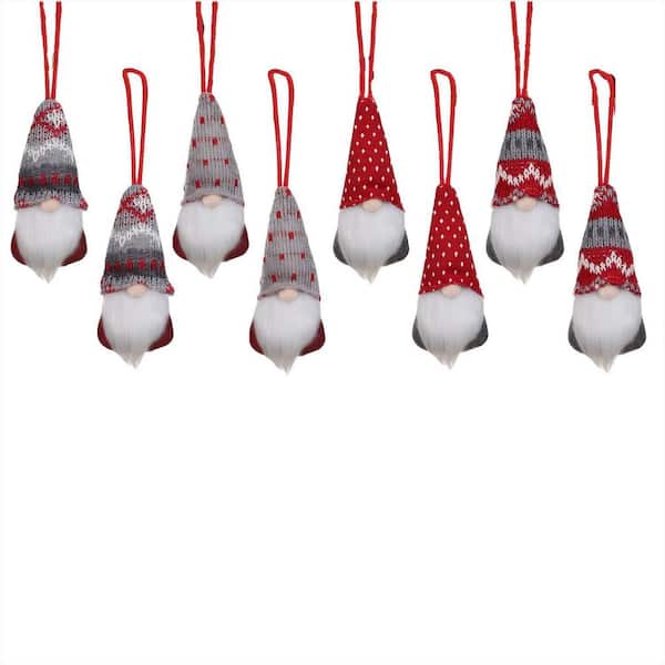 Christmas Handmade Plush Gnomes Hanging Ornaments for Christmas Wreath Tree Decor (Set of 8)