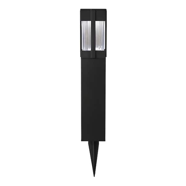 Home Decorators Collection Sumner Black 20 Lumens Solar LED Weather Resistant Bollard Path Light with Ribbed Glass Lens