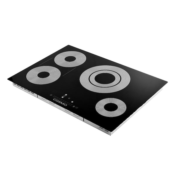 30 Smart Electric Cooktop with Sync Elements in Black Stainless