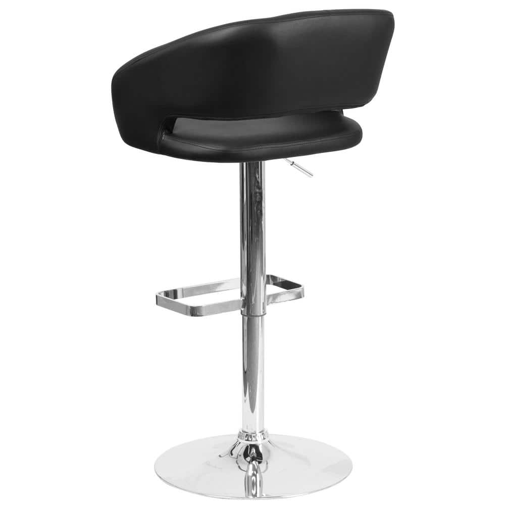 Adjustable Black Vinyl and Chrome Swivel Barstool