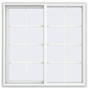 47.5 in. x 47.5 in. V-4500 Series White Vinyl Left-Handed Sliding Window with Colonial Grids/Grilles