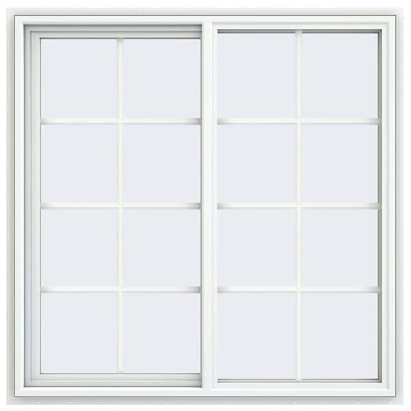 JELD-WEN 47.5 in. x 47.5 in. V-4500 Series White Vinyl Left-Handed Sliding Window with Colonial Grids/Grilles