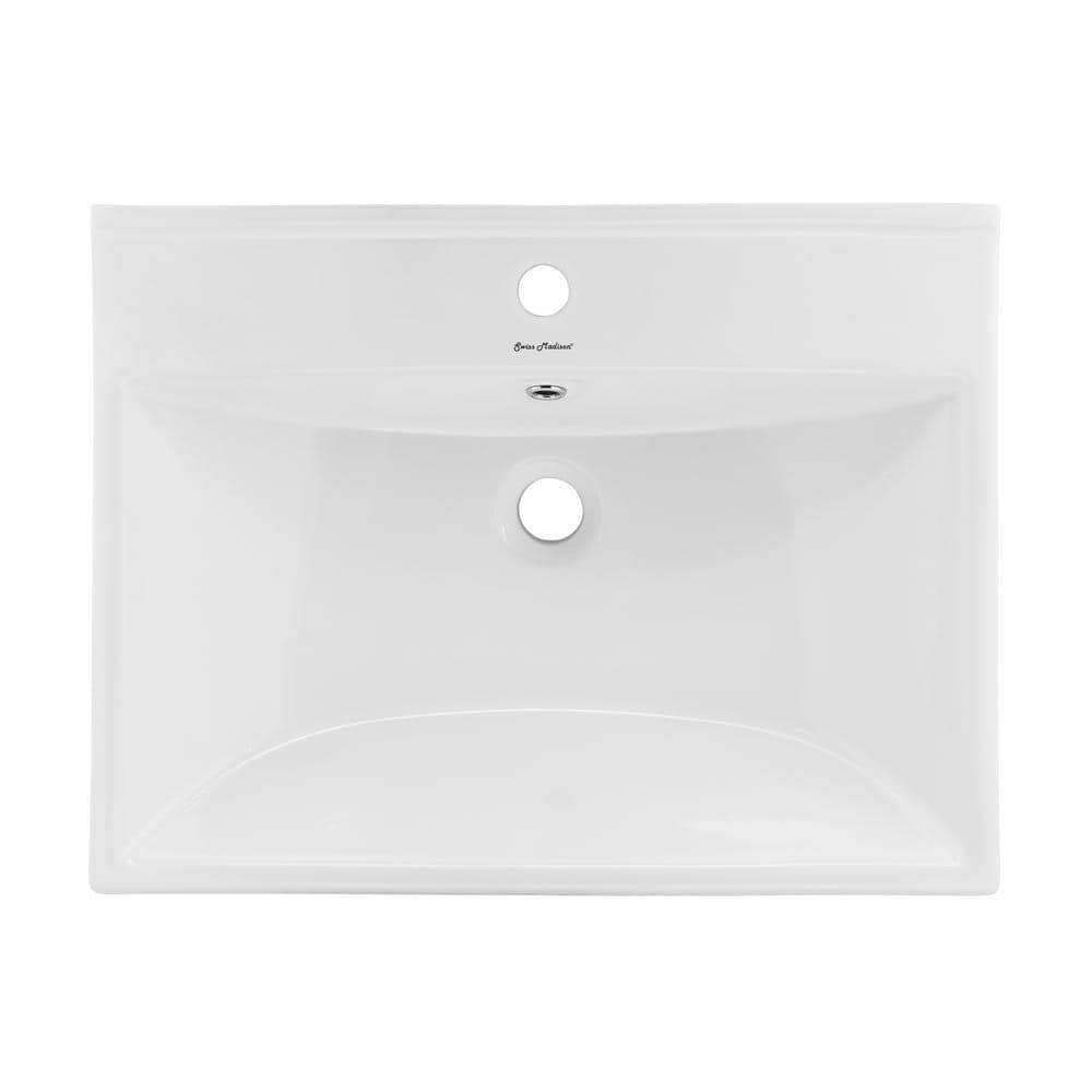 Swiss Madison 24" White Ceramic Vanity Top Bathroom Sink