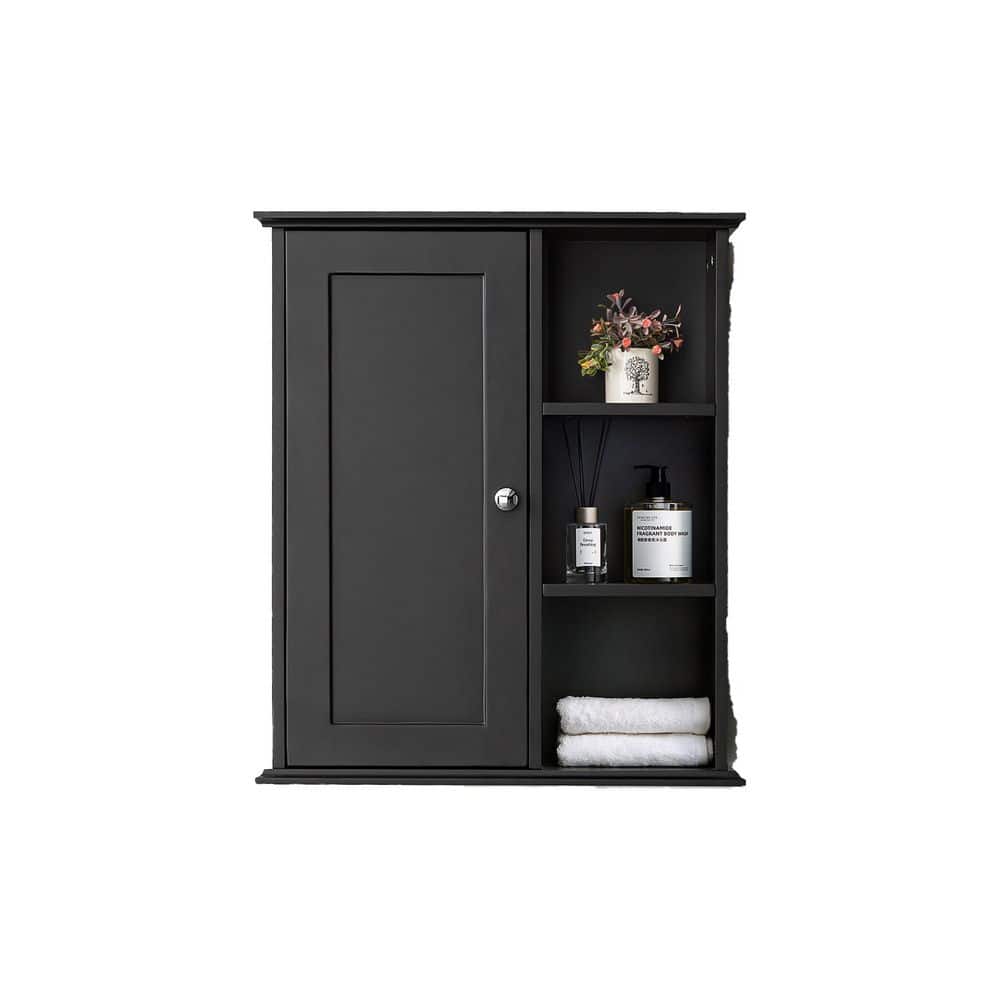 23.6 in. W x 27.6 in. H Black MDF Wall Mounted Medicine Cabinet with Soft-Close Doors & Versatile Storage price history on PriceWatchPro