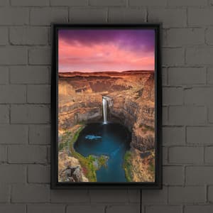 "Palouse Falls" by Shawn/Corinne Severn Framed with LED Light Landscape Wall Art 24 in. x 16 in.
