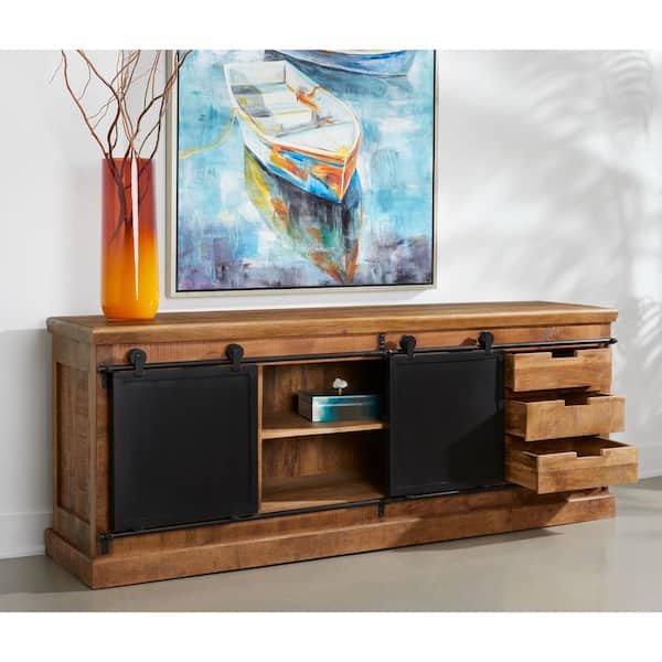Coast to Coast Imports Coen Blaise Natural Wood Top 70 in. Sideboard with 2-Doors
