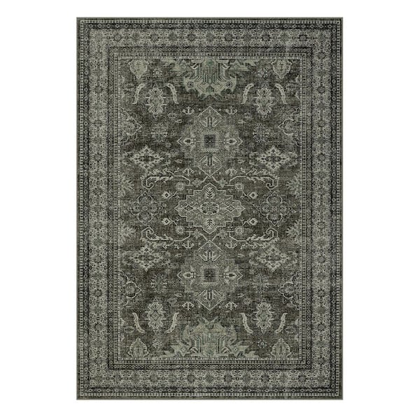 Oriental Home Decor Rug Soft Foldable Indoor Rug Machine Washable Green 10 ft. x 13 ft. Area Rug