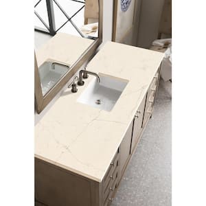 Chicago 60 in. W x 23.5 in. D x 33.8 in. H Single Bath Vanity in Whitewashed Walnut with Marfil Quartz Top