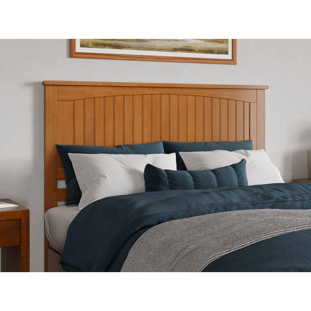 Nantucket Light Toffee Queen Wood Panel Headboard with USB Charger
