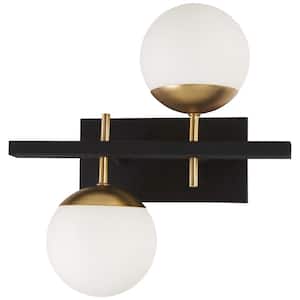 Alluria 2-Light Weathered Black with Autumn Gold Accents Sconce
