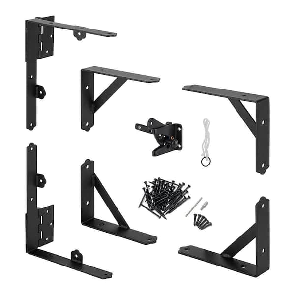Heavy Duty Steel Anti Sag Gate Frame Kit Black Adjustable Gate Hardware with Latch for Wooden Fences and Gates