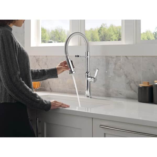 Rhett Single Handle Pull Down Sprayer Kitchen Faucet with Spring Spout in Chrome