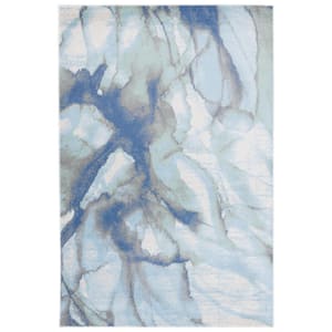 Skyler Collection Light Blue/Grey 9 ft. x 12 ft. Abstract Distressed Area Rug
