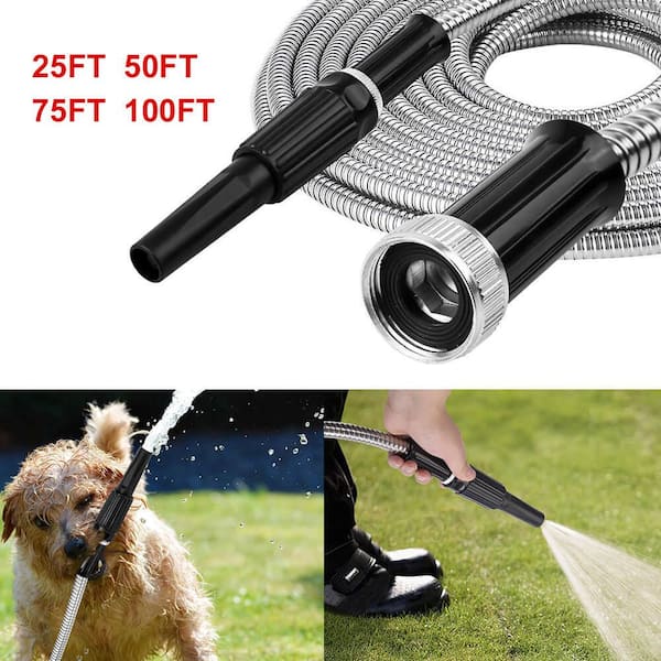 1/2 in. x 100 ft. 304-Stainless Steel Garden Water Hose Pipe Flexible Lightweight Kink Free Garden Water Outdoor Hose