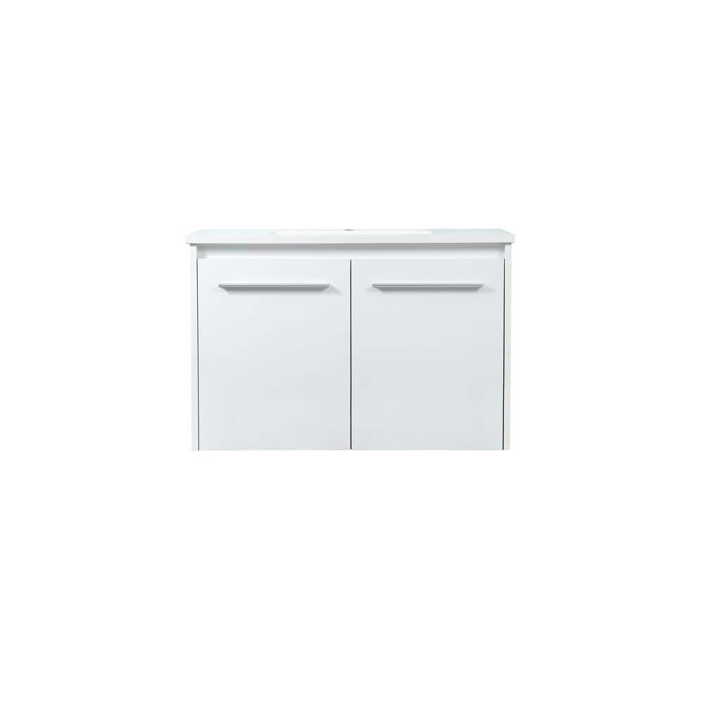 Timeless Home 30 in. W Single Bath Vanity in White with Engineered Stone Va