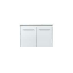 Timeless Home 30 in. W Single Bath Vanity in White with Engineered Stone Vanity Top in Ivory with White Basin