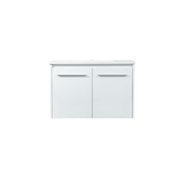 Unbranded Timeless Home 30 in. W Single Bath Vanity in White with Engineered Stone Vanity Top in Ivory with White Basin