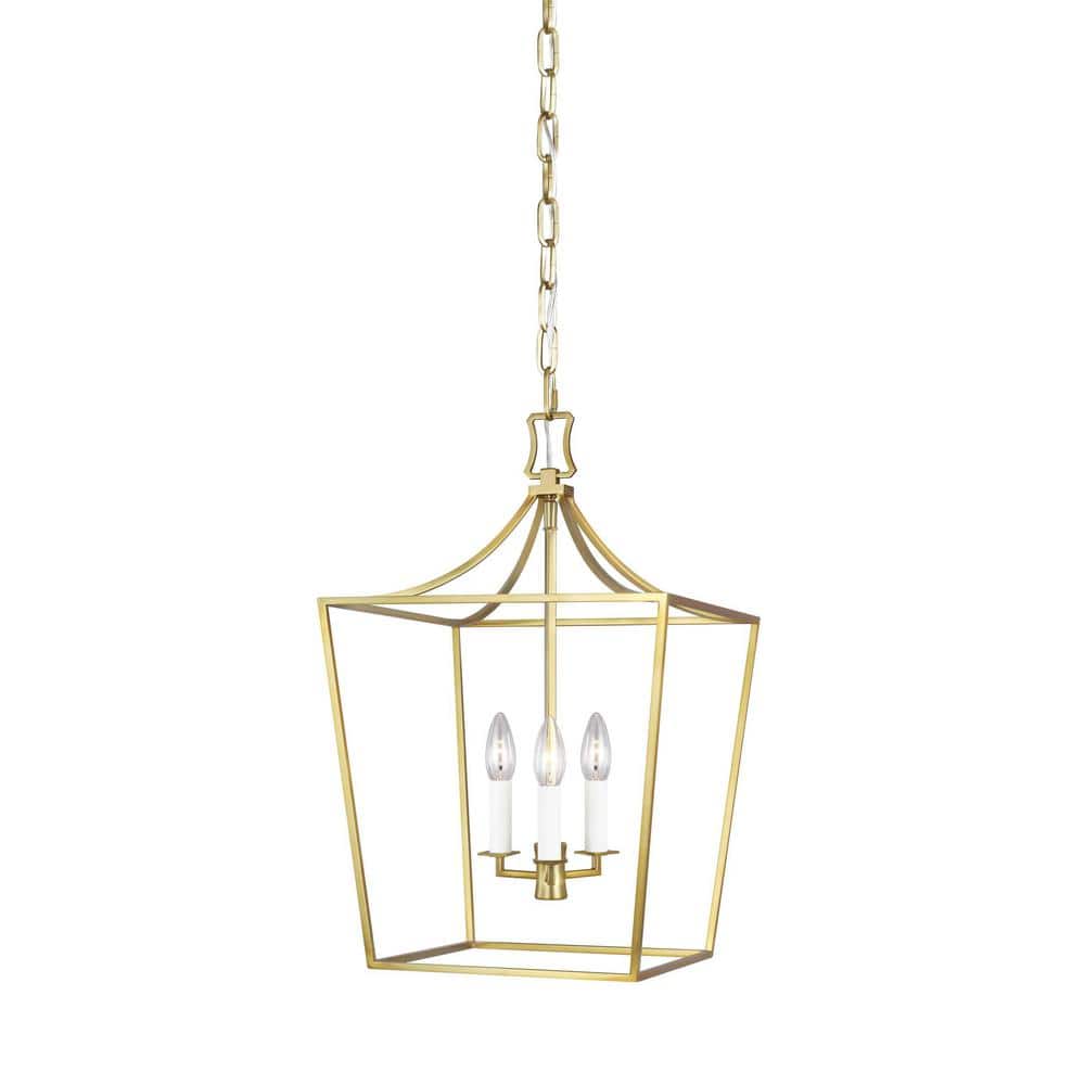 Southold 3-Light Burnished Brass Indoor/Outdoor Lantern Chandelier