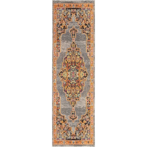 Nourison Passionate Grey 2 ft. x 8 ft. Persian Vintage Kitchen Runner Area Rug