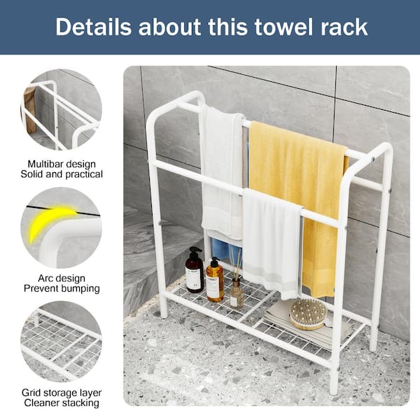 3 Tier Metal Towel Rack, Freestanding Towel Holder, Save Space